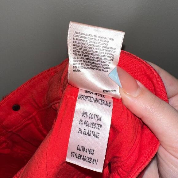 Agolde High Rise Skinny Jeans Sold Red No Holes Size 30 - Picture 5 of 6